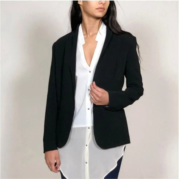 Helmut Lang Tunic Top Sheer Hem ivory White Lawn Cotton Silk Blouse Size S - Picture 5 of 5